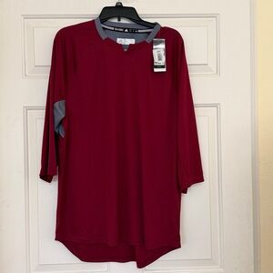 NWT Men's Adidas Gameday 3/4 Sleeve Shirt sz Large Collegiate Burgundy Gray